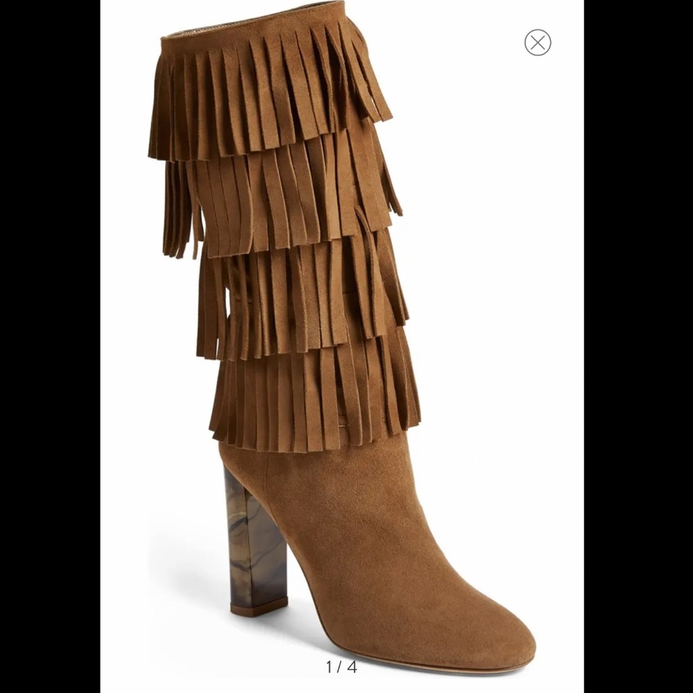 NWT BURBERRY Jazmine Fringe Suede Boots Sz 38.5 - Picture 4 of 7